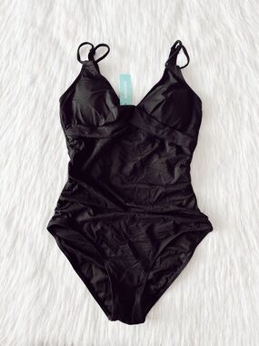 NWT Aqua Eve Black One Piece Swimsuit Size Medium